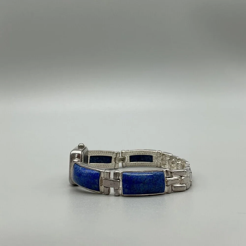 Gem Time Womens Watch 19mm MOP Dial Silver Tone Lapis Bracelet New Battery 7